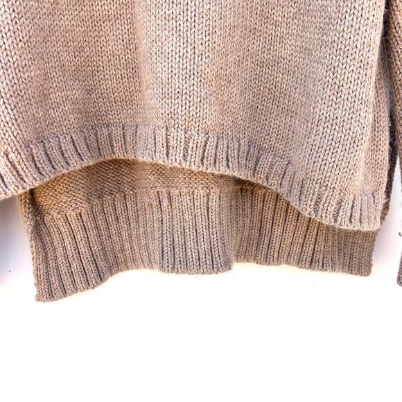 Shaina Mote Baby Alpaca Knit Oversized Slouchy Turtleneck Sweater Tan Small - Picture 6 of 8